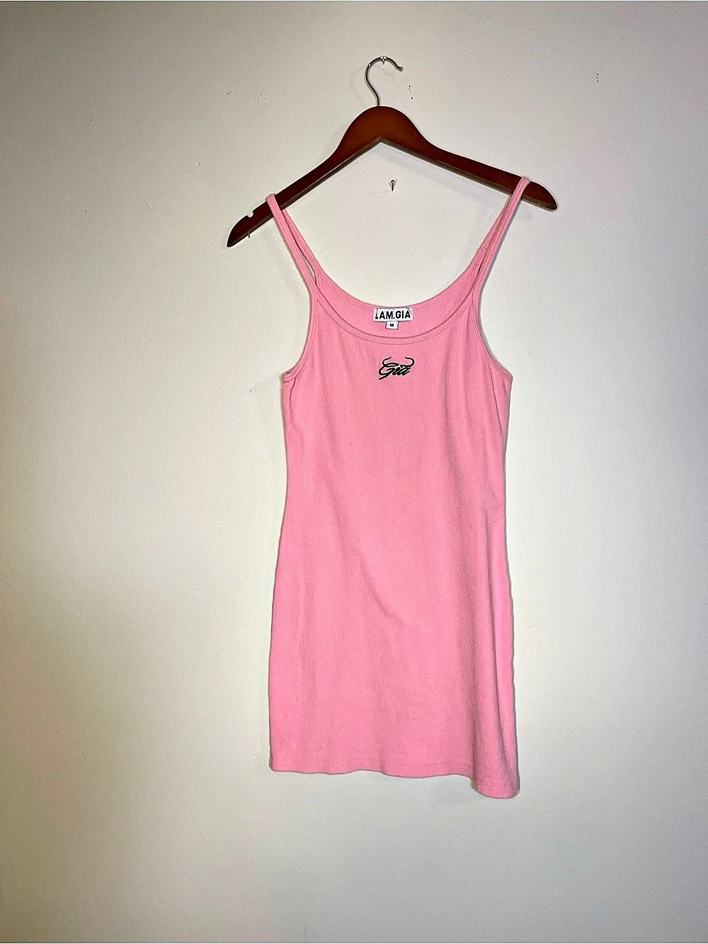 I.AM.GIA Tali Ribbed Logo Mini Dress Pink Medium